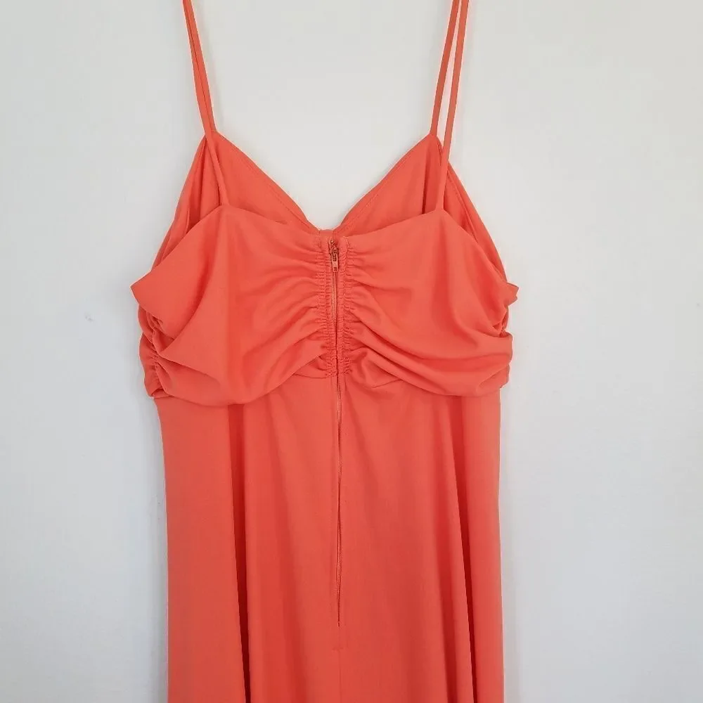 Vintage Elegant Coral 60’s ILGWU Spaghetti Strap Maxi Dress Matching Jacket Set